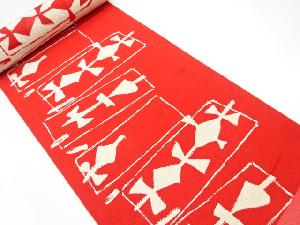 アンティーク　抽象模様織り出し　八寸帯地反物